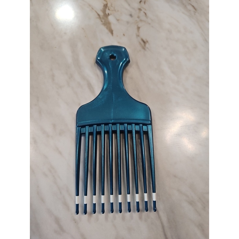 Vintage Plastic Hair Pick Metallic Green Blue Double Dip Tip Unbranded USA Made